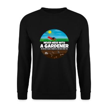 N’investissez jamais avec un jardinier I Gardener disant - Sweat-shirt Unisexe - noir - Devant - Alina (178cm) & Michal (187cm)