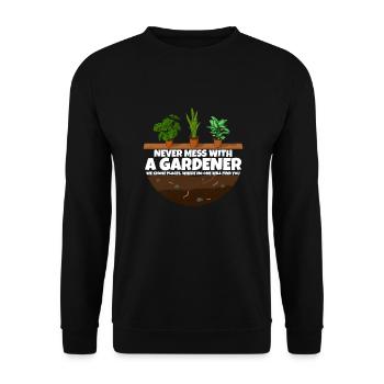 Never mess with a Gardener I Funny Garden shirt - Unisex Pullover - Schwarz - Vorne - Alina (178cm) & Michal (187cm)