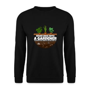 Never mess with a Gardener I Funny Garden shirt - Unisex Pullover - Schwarz - Vorne - Alina (178cm) & Michal (187cm)
