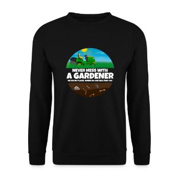 N’investissez jamais avec un jardinier I Gardener disant - Sweat-shirt Unisexe - noir - Devant - Alina (178cm) & Michal (187cm)