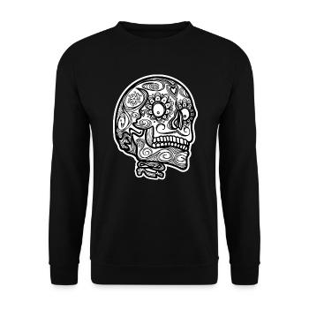Mexican Skull Día de los Muertos - Unisex Sweatshirt - black - Front - Alina (178cm) & Michal (187cm)