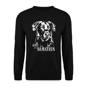 Aimé par un chien BEAUCERON Dictons chiens Wilsigns - Sweat-shirt Unisexe - noir - Devant - Alina (178cm) & Michal (187cm)