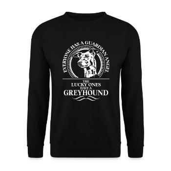 GREYHOUND Guardian Angel Hundespruch Hund Wilsigns - Unisex Pullover - Schwarz - Vorne - Alina (178cm) & Michal (187cm)