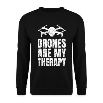 Les drones sont mon drone de thérapie - Sweat-shirt Unisexe - noir - Devant - Alina (178cm) & Michal (187cm)