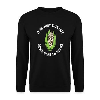 Texas Weather Popcorn Design für stolze Texaner - Unisex Pullover - Schwarz - Vorne - Alina (178cm) & Michal (187cm)