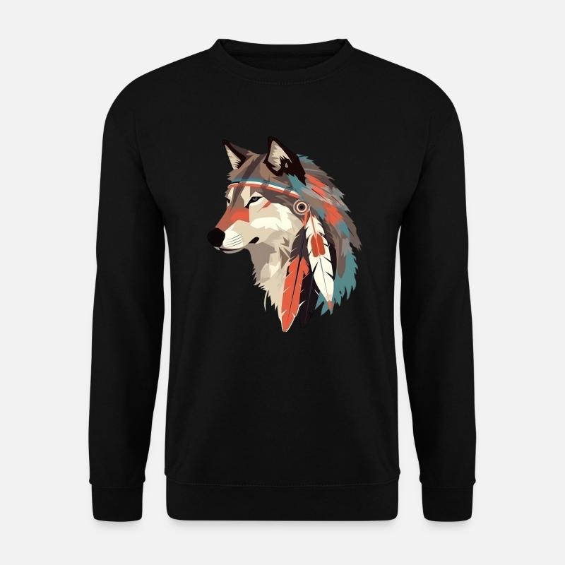 Boho Wolf Native American - Unisex Sweatshirt - black