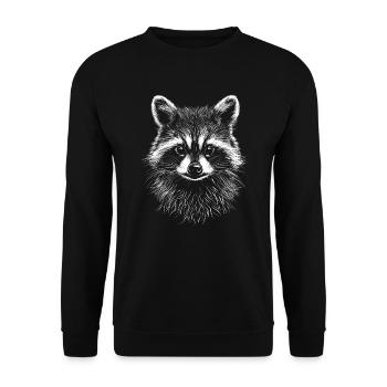 Waschbär Portrait Tier Wildtier Waschbären - Unisex Pullover - Schwarz - Vorne - Alina (178cm) & Michal (187cm)