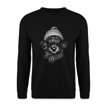 Wire-haired Dachshund Bobble Hat Dog Dog Dachshund - Unisex Sweatshirt - black - Front - Alina (178cm) & Michal (187cm)