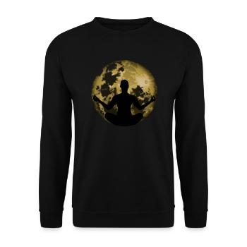 Yoga Meditation Mond - Unisex Pullover - Schwarz - Vorne - Alina (178cm) & Michal (187cm)