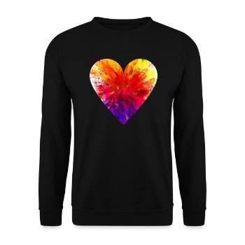 Besonderes buntes Herz - Unisex Pullover - Schwarz - Vorne - Alina (178cm) & Michal (187cm)