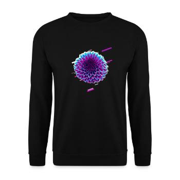 Dahlie Herbst 80er Retro Violett - Unisex Pullover - Schwarz - Vorne - Alina (178cm) & Michal (187cm)