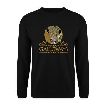 Galloway Stier. Galloway Bulle - Unisex Pullover - Schwarz - Vorne - Alina (178cm) & Michal (187cm)