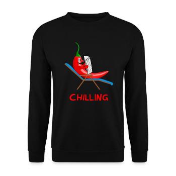 chilli, chilling, chilli, lazybones, lazy - Unisex Sweatshirt - black - Front - Alina (178cm) & Michal (187cm)