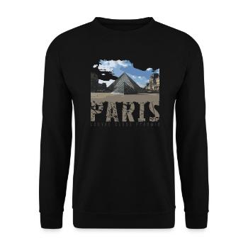 Paris, France- Louvre glass pyramid, - Unisex Pullover - Schwarz - Vorne - Alina (178cm) & Michal (187cm)