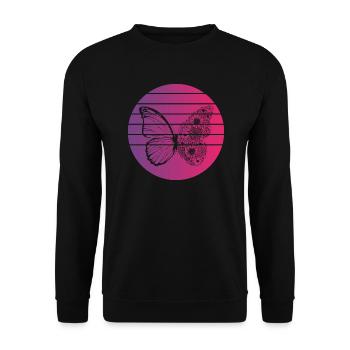 Papillon Retro Style Vintage - Sweat-shirt Unisexe - noir - Devant - Alina (178cm) & Michal (187cm)