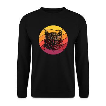 Eule Retro Style Vintage - Unisex Pullover - Schwarz - Vorne - Alina (178cm) & Michal (187cm)