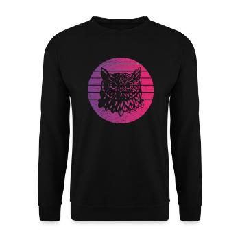 Eule Retro Style Vintage - Unisex Pullover - Schwarz - Vorne - Alina (178cm) & Michal (187cm)
