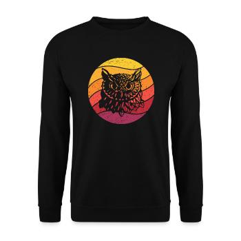 Eule Retro Style Vintage - Unisex Pullover - Schwarz - Vorne - Alina (178cm) & Michal (187cm)