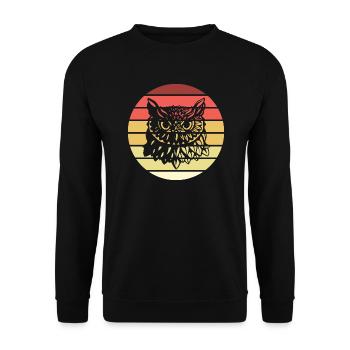 Eule Retro Style Vintage - Unisex Pullover - Schwarz - Vorne - Alina (178cm) & Michal (187cm)