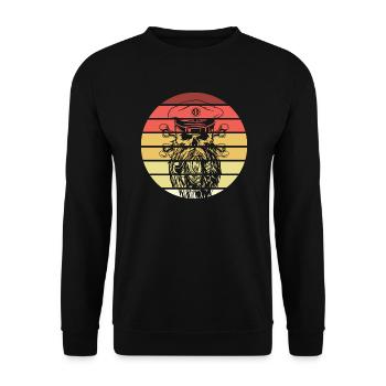 Piraten Schädel Retro Style Vintage - Unisex Pullover - Schwarz - Vorne - Alina (178cm) & Michal (187cm)