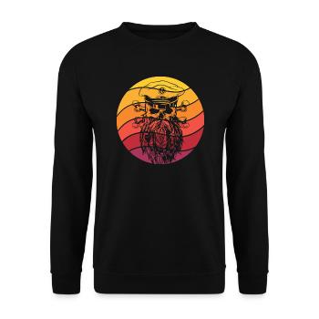 Piraten Schädel Retro Style Vintage - Unisex Pullover - Schwarz - Vorne - Alina (178cm) & Michal (187cm)