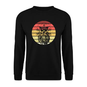 Piraten Schädel Retro Style Vintage - Unisex Pullover - Schwarz - Vorne - Alina (178cm) & Michal (187cm)