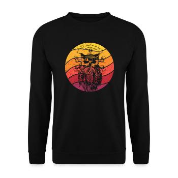 Piraten Schädel Retro Style Vintage - Unisex Pullover - Schwarz - Vorne - Alina (178cm) & Michal (187cm)