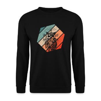 Piraten Schädel Retro Style Vintage - Unisex Pullover - Schwarz - Vorne - Alina (178cm) & Michal (187cm)