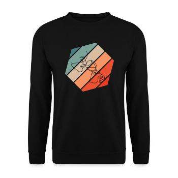 Wein Sommelier Retro Style Vintage - Unisex Pullover - Schwarz - Vorne - Alina (178cm) & Michal (187cm)
