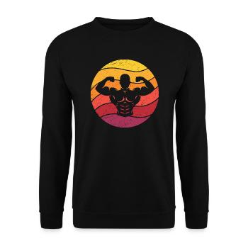 Bodybuilding Double Biceps Retro Style Vintage - Unisex Pullover - Schwarz - Vorne - Alina (178cm) & Michal (187cm)