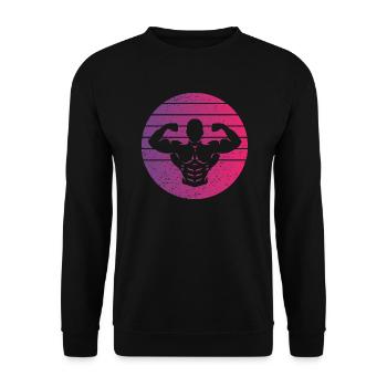 Bodybuilding Double Biceps Retro Style Vintage - Unisex Pullover - Schwarz - Vorne - Alina (178cm) & Michal (187cm)