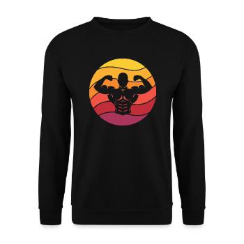 Musculation Double Biceps Style Rétro Vintage - Sweat-shirt Unisexe - noir - Devant - Alina (178cm) & Michal (187cm)