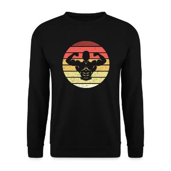 Bodybuilding Double Biceps Retro Style Vintage - Unisex Pullover - Schwarz - Vorne - Alina (178cm) & Michal (187cm)