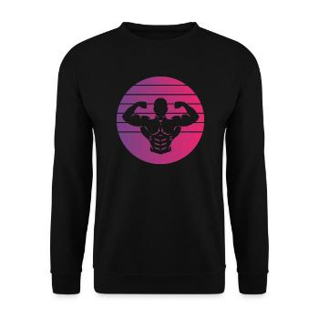 Bodybuilding Double Biceps Retro Style Vintage - Unisex Pullover - Schwarz - Vorne - Alina (178cm) & Michal (187cm)