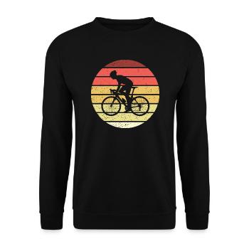 Rennradfahrer Retro Style Vintage - Unisex Pullover - Schwarz - Vorne - Alina (178cm) & Michal (187cm)