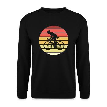Rennradfahrer Retro Style Vintage - Unisex Pullover - Schwarz - Vorne - Alina (178cm) & Michal (187cm)