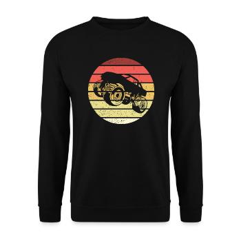 Monster Truck Retro Style Vintage - Unisex Pullover - Schwarz - Vorne - Alina (178cm) & Michal (187cm)