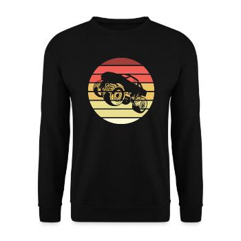 Monster Truck Retro Style Vintage - Unisex Pullover - Schwarz - Vorne - Alina (178cm) & Michal (187cm)