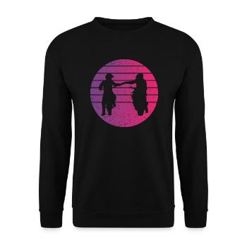 Motorradfahrer Faustgruß Retro Style Vintage - Unisex Pullover - Schwarz - Vorne - Alina (178cm) & Michal (187cm)