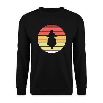 Motorradfahrer Retro Style Vintage - Unisex Pullover - Schwarz - Vorne - Alina (178cm) & Michal (187cm)