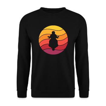 Motorradfahrer Retro Style Vintage - Unisex Pullover - Schwarz - Vorne - Alina (178cm) & Michal (187cm)