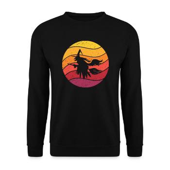 Witch's broom Helloween Retro Style Vintage - Unisex Sweatshirt - black - Front - Alina (178cm) & Michal (187cm)