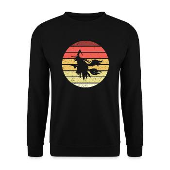 Witch's broom Helloween Retro Style Vintage - Unisex Sweatshirt - black - Front - Alina (178cm) & Michal (187cm)