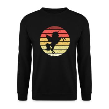 Licorne Rétro Style Vintage - Sweat-shirt Unisexe - noir - Devant - Alina (178cm) & Michal (187cm)