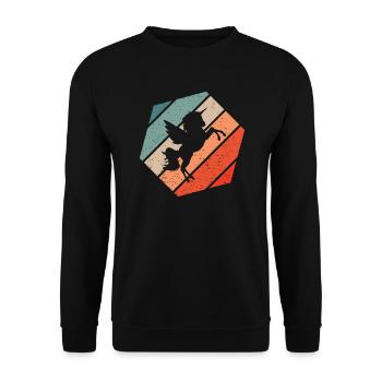 Licorne Rétro Style Vintage - Sweat-shirt Unisexe - noir - Devant - Alina (178cm) & Michal (187cm)