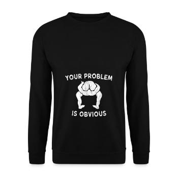 Kopf im Arsch - lustig Geschenk Humor - Unisex Pullover - Schwarz - Vorne - Alina (178cm) & Michal (187cm)