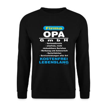 BD - Firma Opa GmbH - Kostenfrei Lebenslang - - Unisex Pullover - Schwarz - Vorne - Alina (178cm) & Michal (187cm)