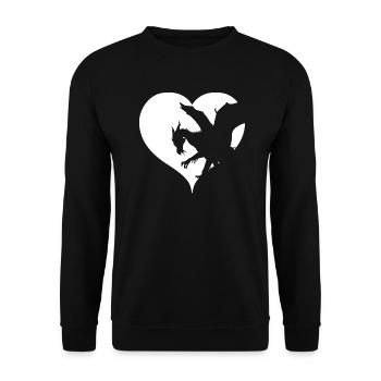 Drache Herz Drachen Fantasy - Unisex Pullover - Schwarz - Vorne - Alina (178cm) & Michal (187cm)
