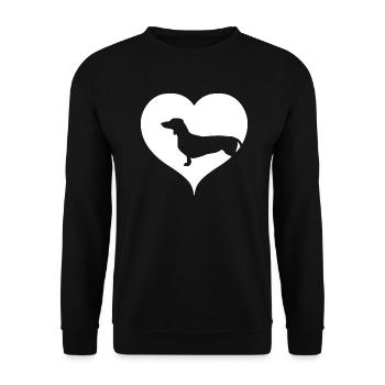 Chien teckel coeur - Sweat-shirt Unisexe - noir - Devant - Alina (178cm) & Michal (187cm)