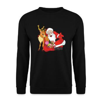 Weihnachten Rentier Weihnachtsmann Santa Claus - Unisex Pullover - Schwarz - Vorne - Alina (178cm) & Michal (187cm)